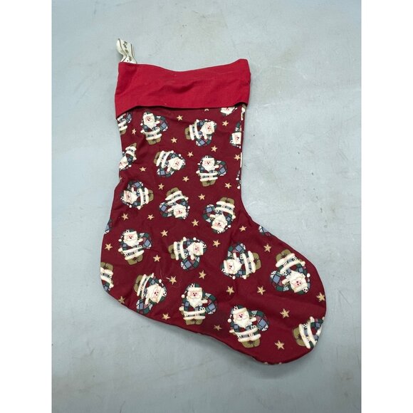 handmade Christmas stocking Santa patch work design red green 15" READ - Picture 6 of 6